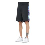 Sort sporty shorts med kontrastbånd