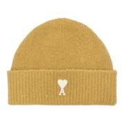 Sennep Alpaca Beanie med Hvid Patch