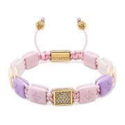 Women's White, Cream, Soft Pink & Lavender Ceramic Flatbead Bracelet w...