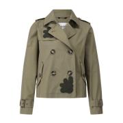 Kort perlebroderet trenchcoat