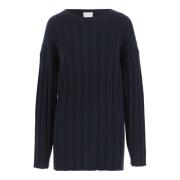 Marineblå Bomuld Cashmere Crew Neck Sweater