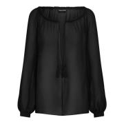 Sort Silke Ruffle Bluse