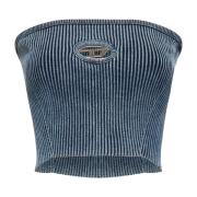 Indigo Blue Ærmeløs Intarsia Top