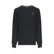 Rund hals Cashmere uld blanding sweater med synligt logo