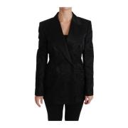 Blomstret Brokade Dobbelt Brystet Blazer