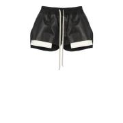 Sort Læder Elastisk Talje Shorts