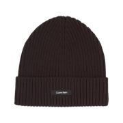 Sort Cashmere Blandet Ribbet Manchet Hat