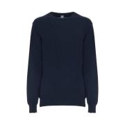 Langærmet uld-blandet ribstrikket sweater med synligt logo