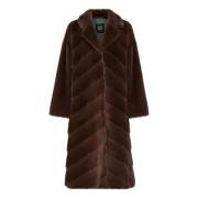 Oversized Faux Fur Coat - Brun