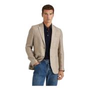 Lys Khaki Linned Fiskebens Sommer Blazer