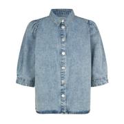 Feminin Denim Skjorte med Faded Effekt