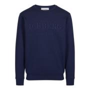 Slim fit blå sweatshirt i bomuld med logo broderi