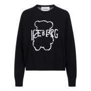 Sort crew neck sweater i super tynd bomuld