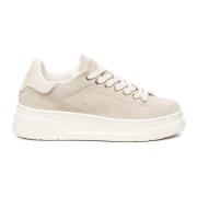 Sand Ruskind Sneakers med Platin Detaljer