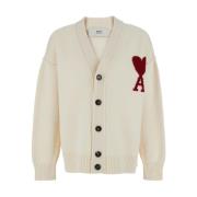 Hvid V-hals Cardigan med ADC Logo