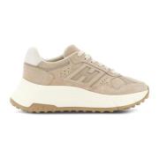 Beige Hi-Fi Sneakers med Nappa Detaljer