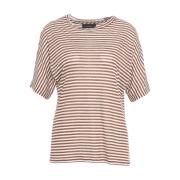 Stribet T-shirt Brun SS25