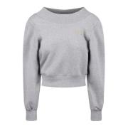 Mélange-effekt Crew Neck Sweatshirt med Cut-out Detaljer