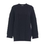 Blå Cable Strik Sweater AW24