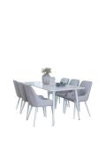 Venture Home - Spisegruppe Polar med 6 spisebordsstole Plaza - Hvid - ...