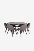 Venture Home - Spisegruppe Copenhagen med 6 spisebordsstole Velvet Sti...