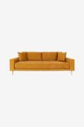 House Nordic - Sofa 3-pers. Lido. Velour med ben i naturfarve - Gul - ...