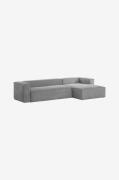 Kave Home - BLOK sofa 3-pers. - chaiselong højre - Grå - 3-pers. sofae...