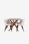Venture Home - Piazza-spisebord med spisebordsstol i fløjl - Beige - S...