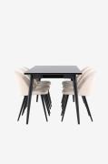 Venture Home - Ellis spisebord med spisebordsstol i fløjl - Beige - Sp...