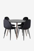 Venture Home - Spisegruppe Pia inkl. 4 spisebordsstole Penally - Sort ...