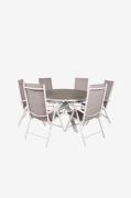 Venture Home - Spisegruppe Parma med 6 spisebordsstole Break - Grå - S...