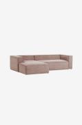 Kave Home - Sofa Blok 3-pers. med venstre chaiselong - Rosa - 3-pers. ...