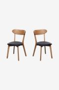 Wood Furniture - Spisebordsstol sæt med to Isku Eg, sort - Brun - Stol...