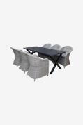 LifestyleGarden - Bord 190 cm & 6 stk. kviksølvstole - Sort - Spisegru...