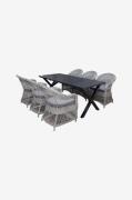 LifestyleGarden - Bord 190 cm & 6 stk Marbella-stole - Sort - Spisegru...