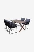 LifestyleGarden - Bord 150 cm & 4 stk. mikado-stole - Brun - Spisegrup...