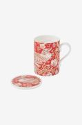 Spode - Krus & underlagssæt Morris & Co Strawberry Thief Indian Red - ...