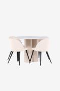 Venture Home - Olivia-spisebord med spisebordsstol i fløjl - Beige - S...