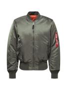 ALPHA INDUSTRIES Overgangsjakke 'MA-1'  mørkegrøn / rød / hvid