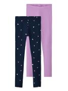 NAME IT Leggings 'NKFVivian'  natblå / lavendel / lys pink / hvid