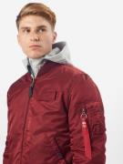 ALPHA INDUSTRIES Overgangsjakke 'MA-1 D-Tec'  grå-meleret / burgunder