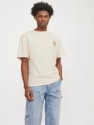 JACK & JONES Bluser & t-shirts 'Toast'  creme / mørkeblå / rød