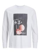 JACK & JONES Bluser & t-shirts 'FLOWER'  rosé / sort / hvid