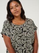 KAFFE CURVE Bluse 'Sonna Stanley'  ecru / sort