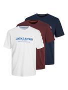JACK & JONES Bluser & t-shirts 'ALVIS'  navy / lyseorange / vinrød / h...