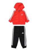 ADIDAS SPORTSWEAR Træningsdragt 'Essentials Shiny'  rød / sort / hvid