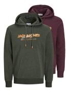 JACK & JONES Sweatshirt 'Alvis'  grøn-meleret / mørkeorange / vinrød /...