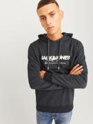 JACK & JONES Sweatshirt 'JJALVIS'  sort-meleret / hvid