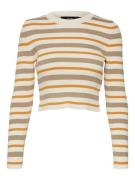 VERO MODA Pullover 'ANITA'  cognac / mokka / pastelgul