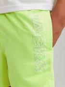 Jack & Jones Junior Badeshorts 'JPSTFiji'  neongrøn / mørkelilla / hvi...